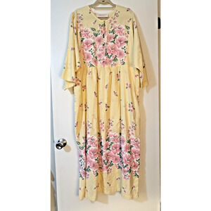 Vintage Stan Herman Signature II Full Length Kimono Robe Half Zip Short Sleeve